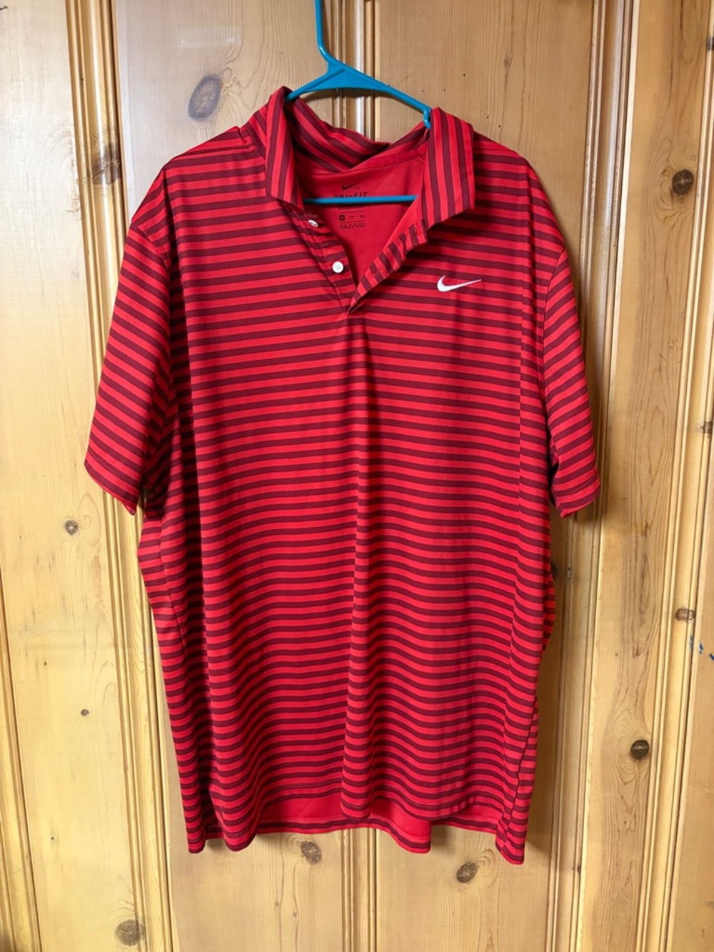 Nike Men’s Red Striped Dri-FIT Polo Shirt